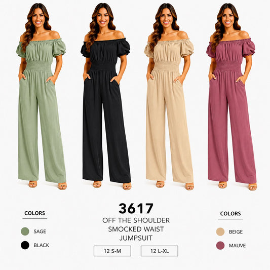Off Shoulder Jumpsuit (12 S-M / 12 L-XL) 24 PCS