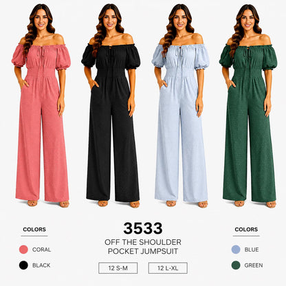 Puff Sleeve Jumpsuit (12 S-M / 12 L-XL) 24 PCS 3533