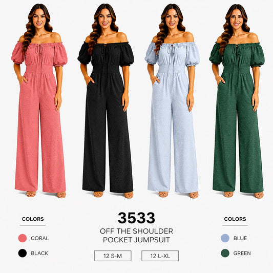 Puff Sleeve Jumpsuit (12 S-M / 12 L-XL) 24 PCS