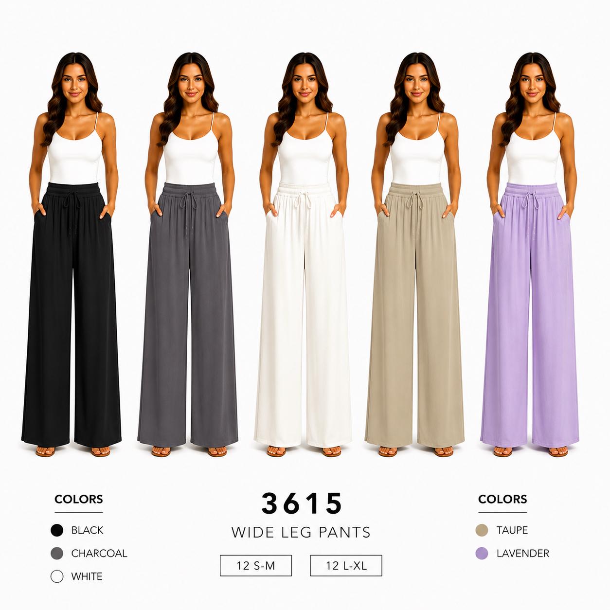 Wide Leg Pants (12 S-M / 12 L-XL) 24 PCS 3615