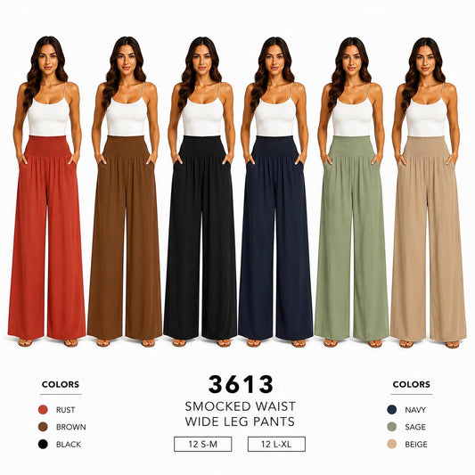 Smocked Waist Pants (12 S-M / 12 L-XL) 24 PCS