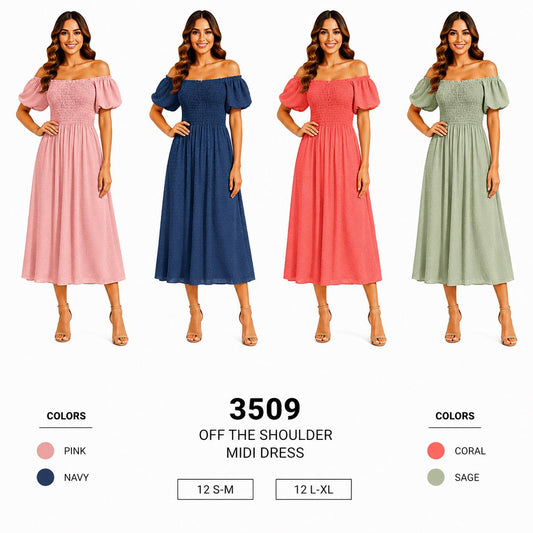 Midi Dress (12 S-M / 12 L-XL) 24 PCS
