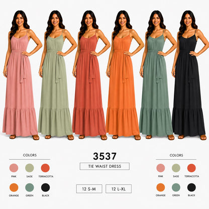 Tie Waist Dress (12 S-M /12 L/XL) 24 PCS 3537