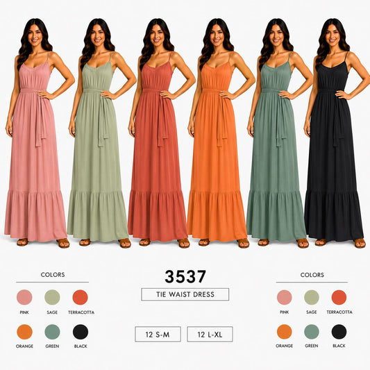 Tie Waist Dress (12 S-M /12 L/XL) 24 PCS