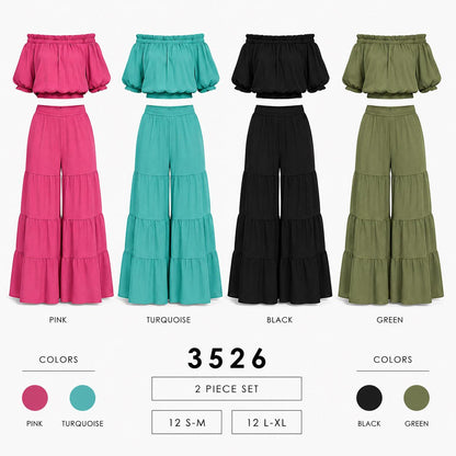 Off The Shoulder Two Piece Set (12 S-M / 12 L-XL) 24 PCS