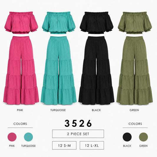 Off The Shoulder Two Piece Set (12 S-M / 12 L-XL) 24 PCS