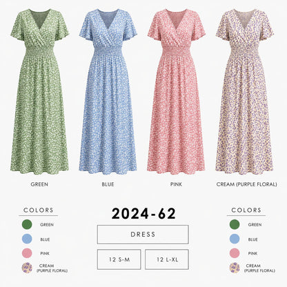 Smocked Waist Floral Dress (12 S-M / 12 L-XL) 24 PCS 2024-62