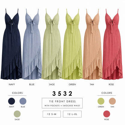 Tie Front Dress Dress (12 S-M / 12 L-XL) 24 PCS