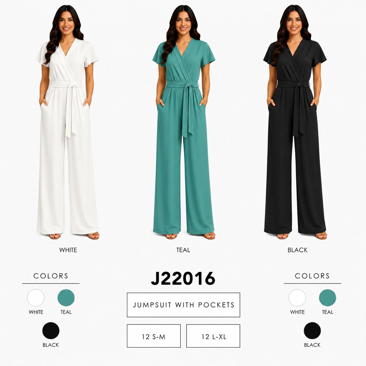 Tie Waist Jumpsuit (12 S-M / 12 L-XL) 24 PCS J222016