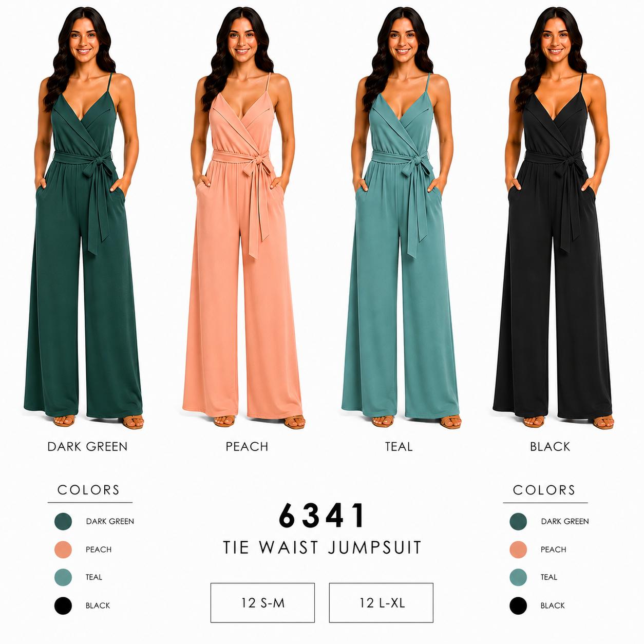 Tie Waist Jumpsuit (12 S-M / 12 L-XL) 24 PCS 6341