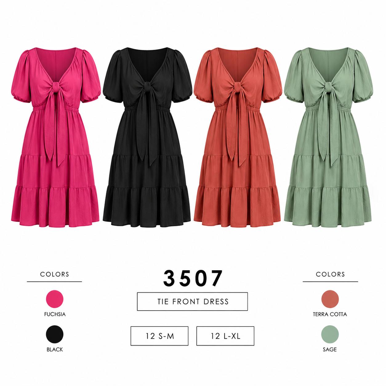 Tie Front Midi Dress (12 S-M / 12 L-XL) 24 PCS 3507