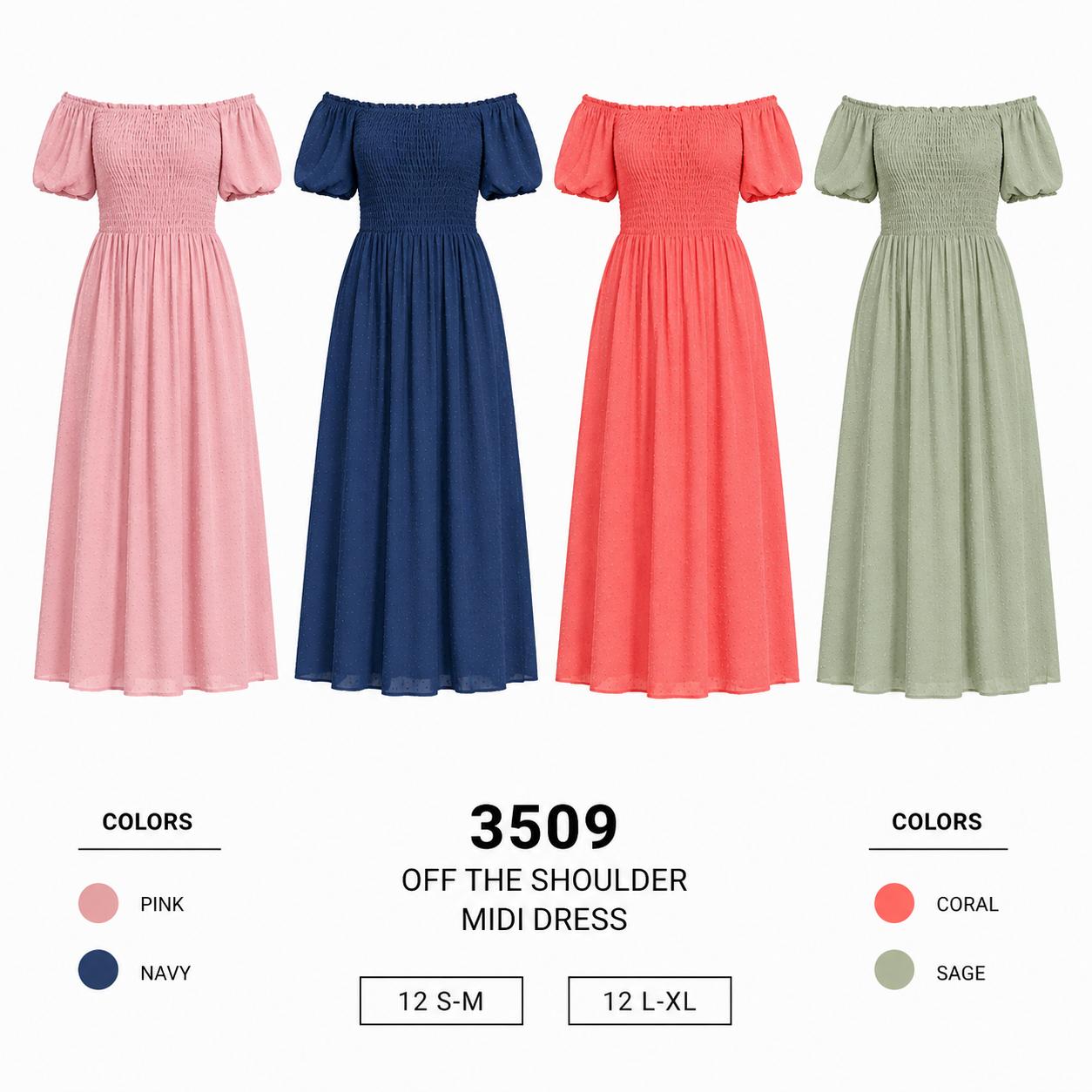 Midi Dress (12 S-M / 12 L-XL) 24 PCS 3509