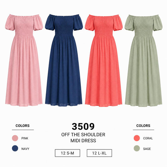Midi Dress (12 S-M / 12 L-XL) 24 PCS