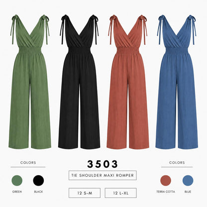 Tie Shoulder Maxi Romper (12 S-M / 12 L-XL) 24 PCS 3503