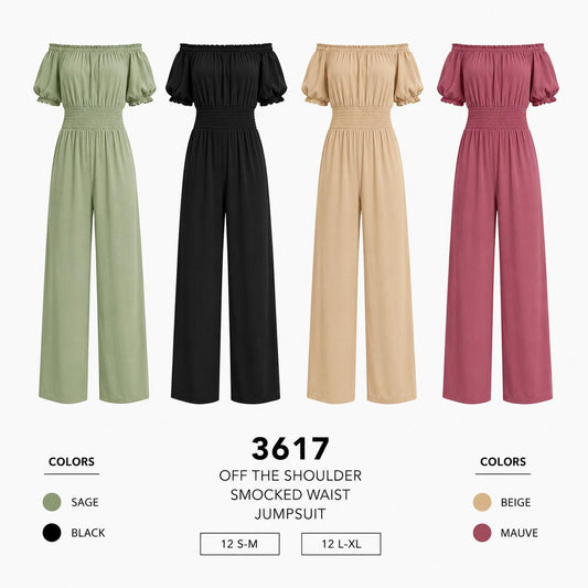Off Shoulder Jumpsuit (12 S-M / 12 L-XL) 24 PCS