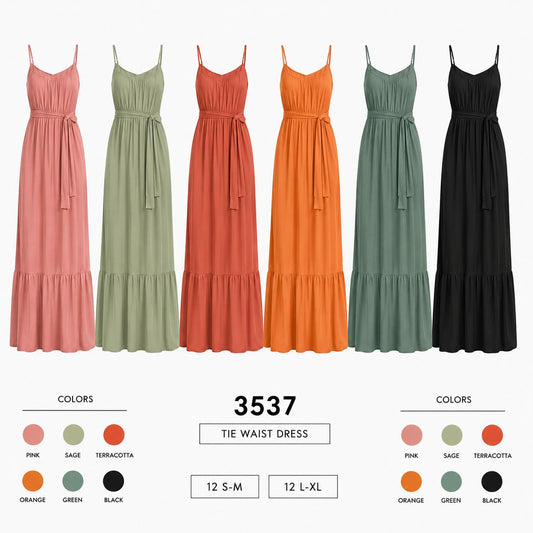 Tie Waist Dress (12 S-M /12 L/XL) 24 PCS