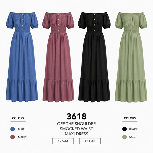 Button Long Dress (12 S-M / 12 L-XL) 24 PCS