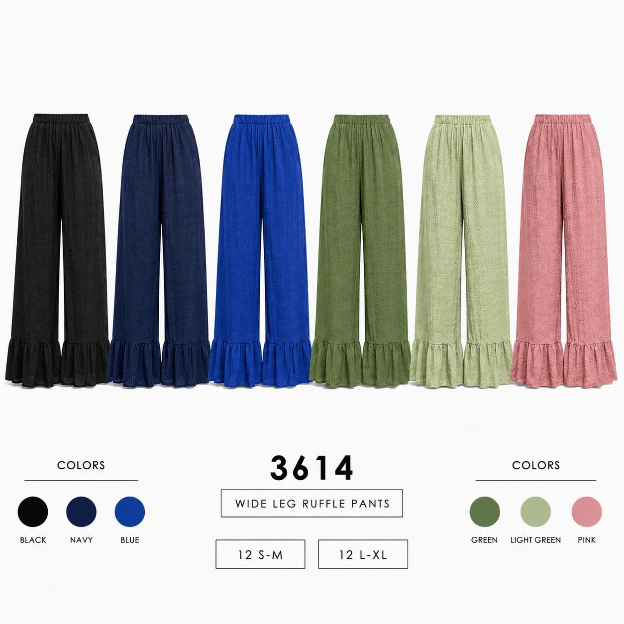 Wide Leg Ruffle Pants (12 S-M / 12 L-XL) 24 PCS 3614