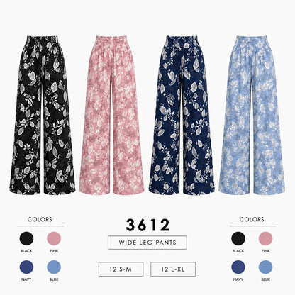 Wide Leg Leaf Print Pants (12 S-M / 12 L-XL) 24 PCS 3612