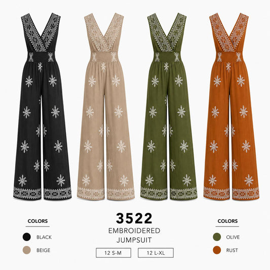 Embroidered Jumpsuit (12 S-M / 12 L-XL) 24 PCS