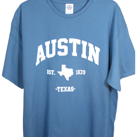 Austin Texas EST.1839 T-Shirt - Blue
