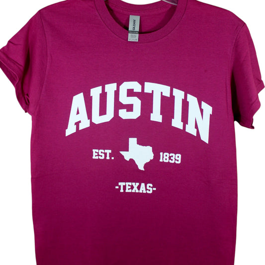 Austin Texas EST.1839 T-Shirt - Magenta