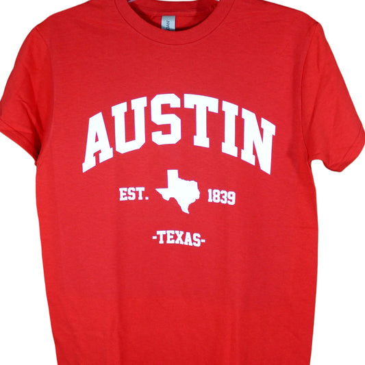 Austin Texas EST.1839 T-Shirt - Red