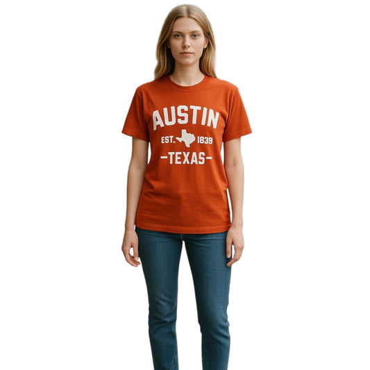 Austin Texas EST.1839 T-Shirt - Orange