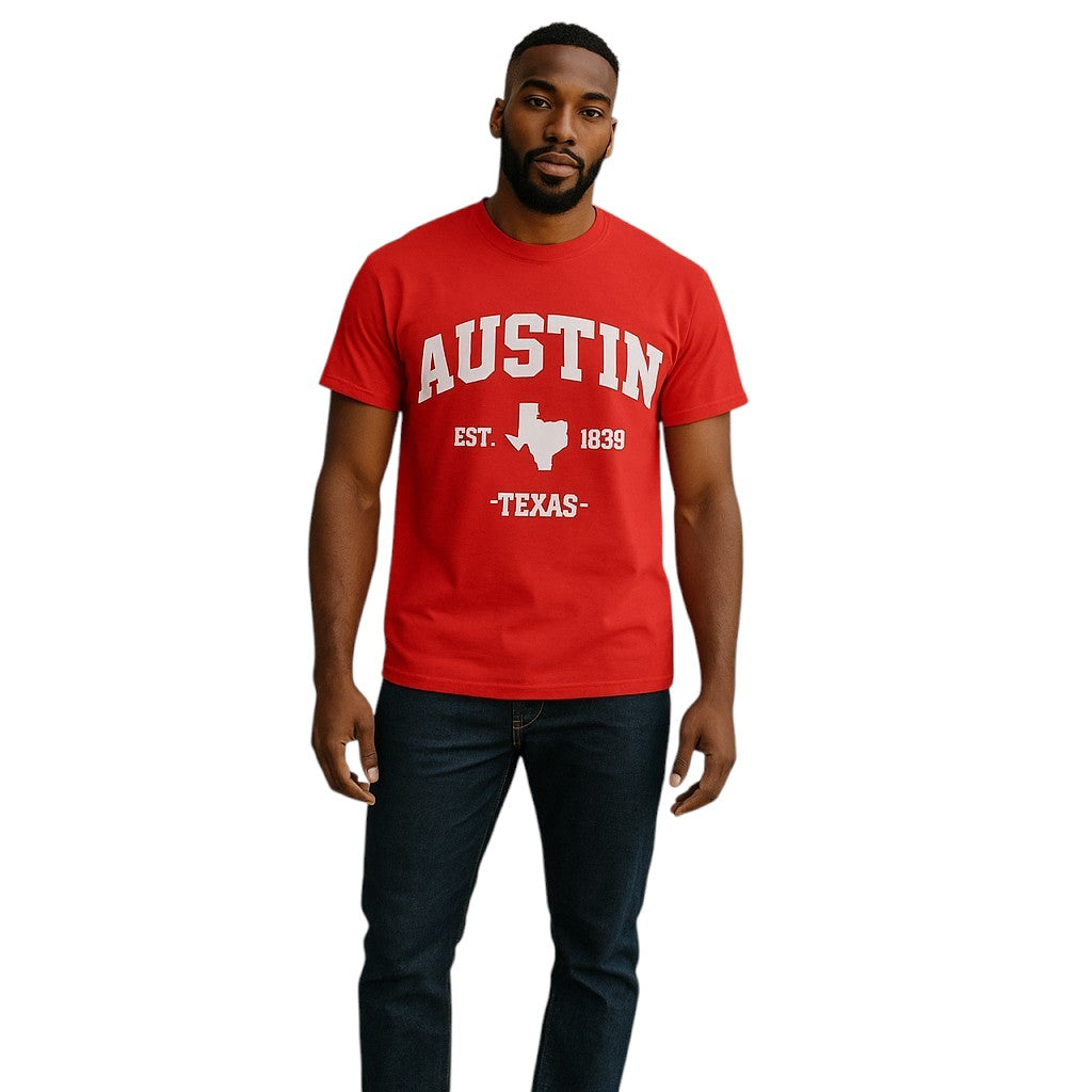 Austin Texas EST.1839 T-Shirt - Red