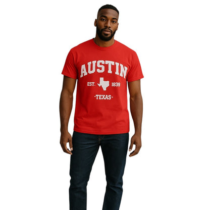 Austin Texas EST.1839 T-Shirt - Red