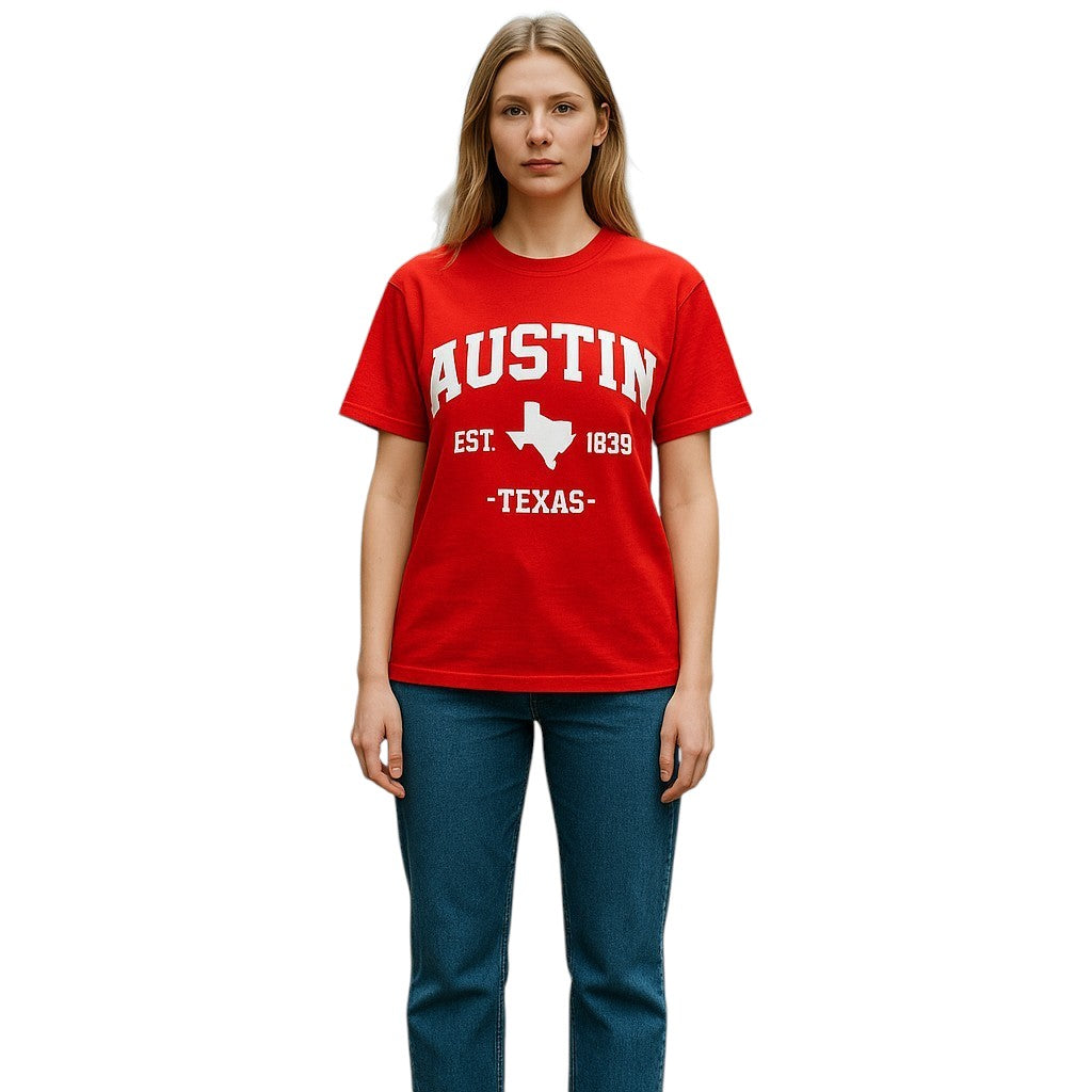 Austin Texas EST.1839 T-Shirt - Red