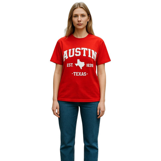 Austin Texas EST.1839 T-Shirt - Red