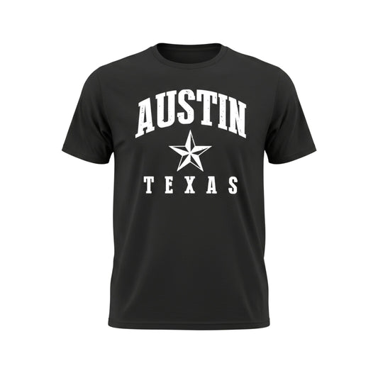 Austin Texas Star T-Shirt - Black