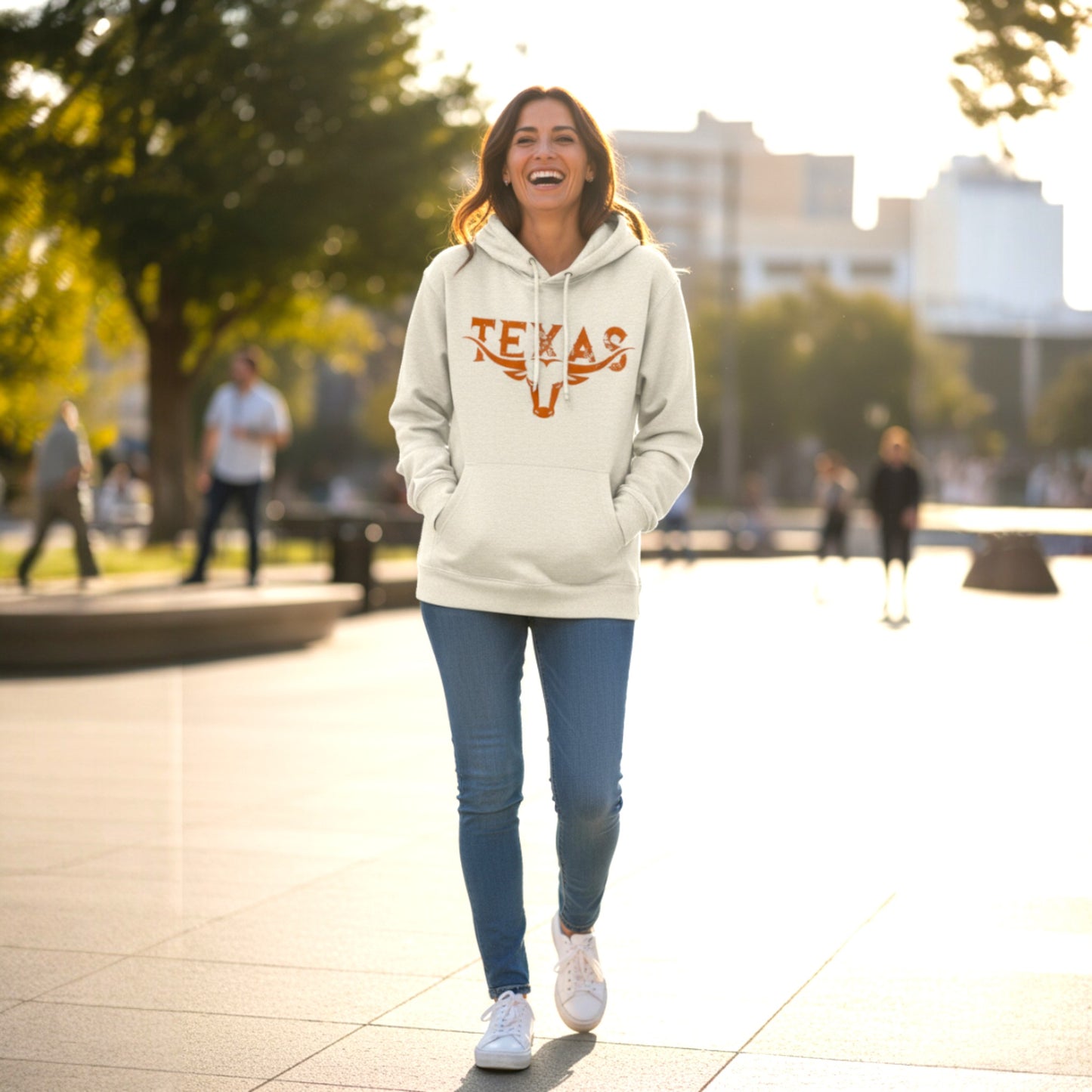 Longhorn Texas Hoodie - Beige