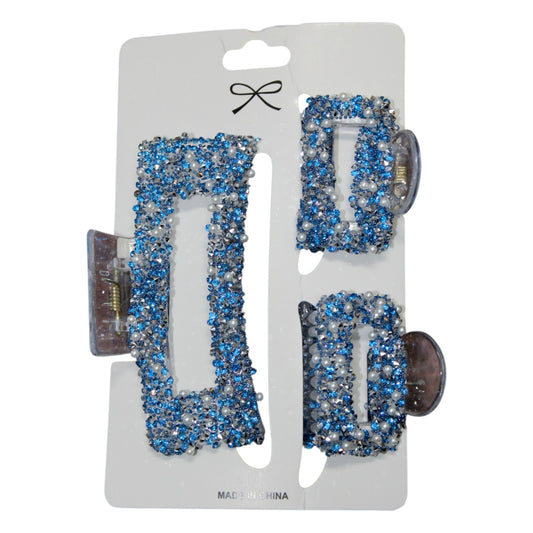 Sparkly Hair Clip Set - Blue (1 Dzn)