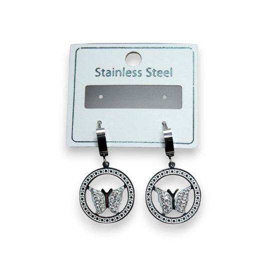 Butterfly Circle Earring - Silver (1 Dzn)