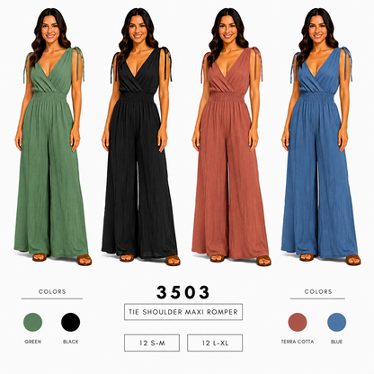 Tie Shoulder Maxi Romper (12 S-M / 12 L-XL) 24 PCS 3503