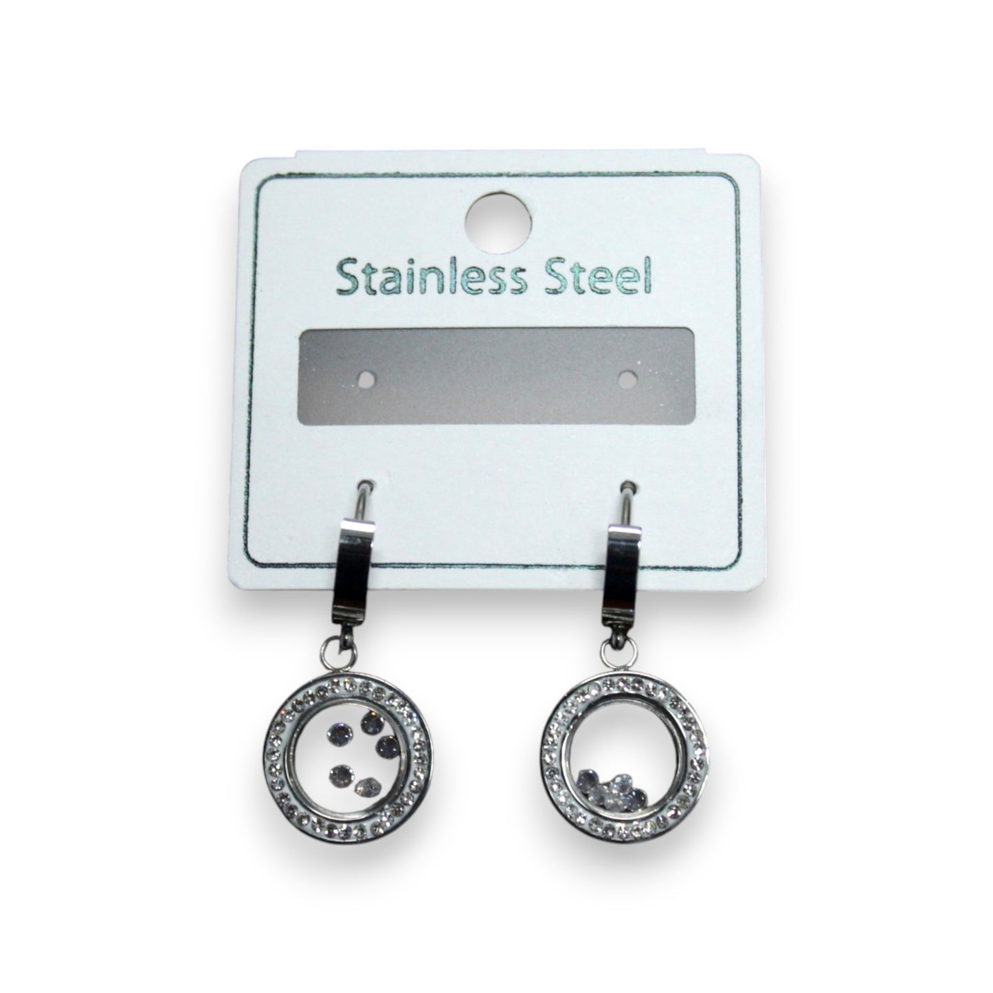 Rhinestone Circle Earring - Silver (1 Dzn)