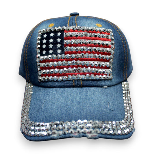 Sparkly Flag Hat - Denim (1 Dzn)