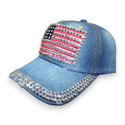 Sparkly Flag Hat - Denim (1 Dzn)