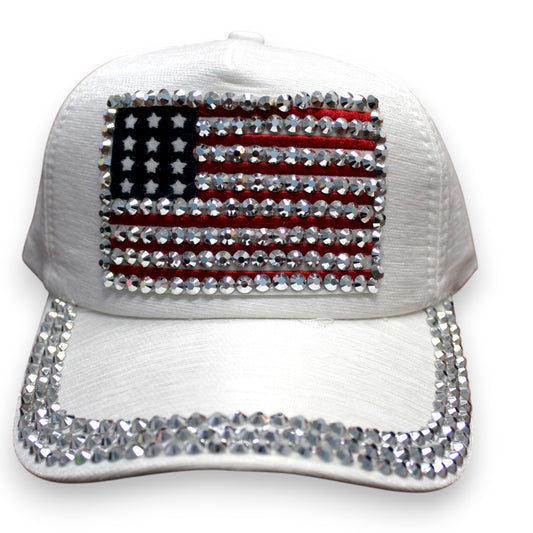 Sparkly Flag Hat - White (1 Dzn)