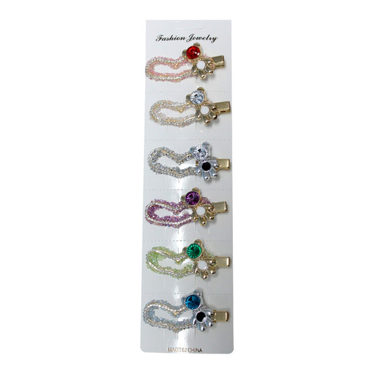 Curved Gem Bear Barrette Set (1/2 Dzn)