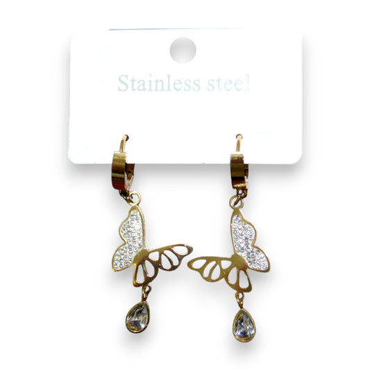 Butterfly Gem Earring - Gold (1 Dzn)