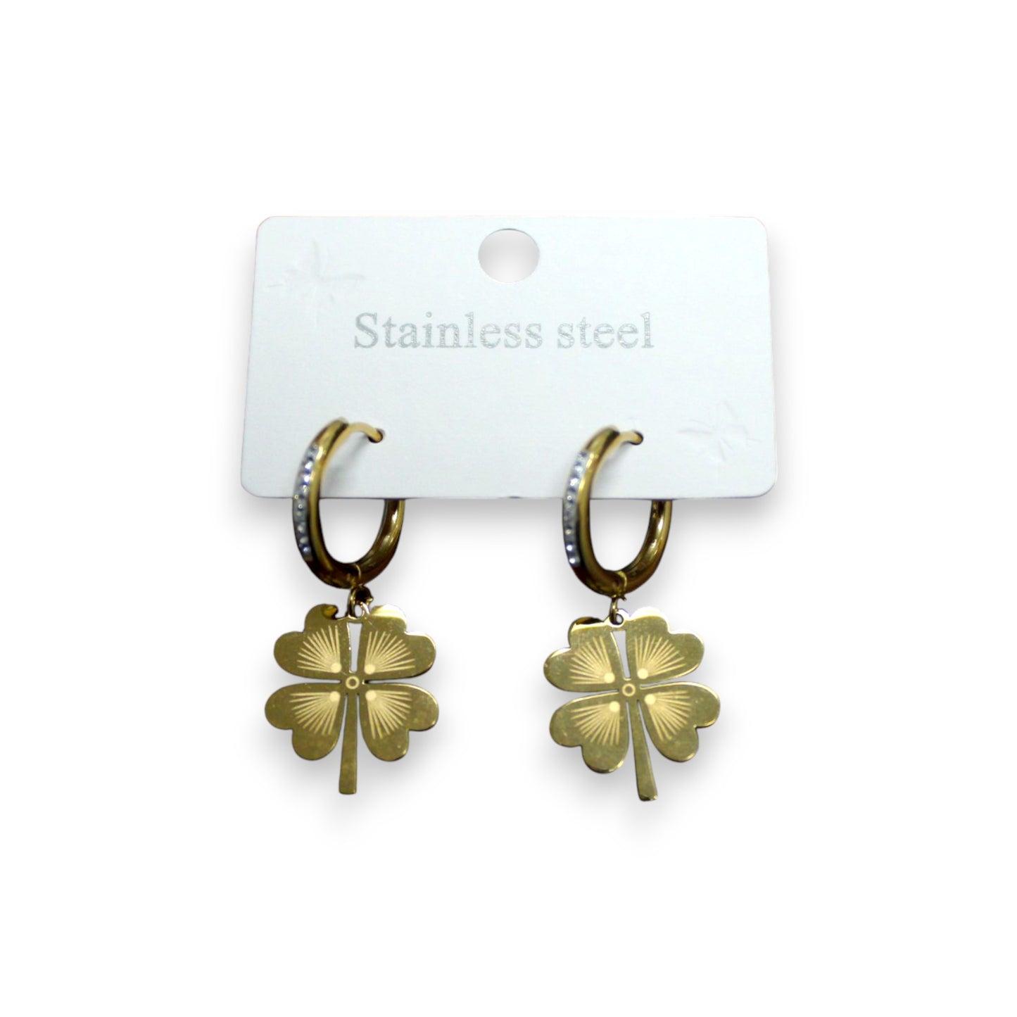 Rhinestone Clover Earring - Gold (1 Dzn)