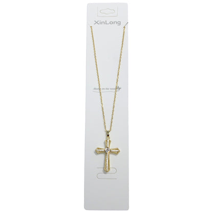 Elegant Cross Necklace - Gold (1 Dzn)