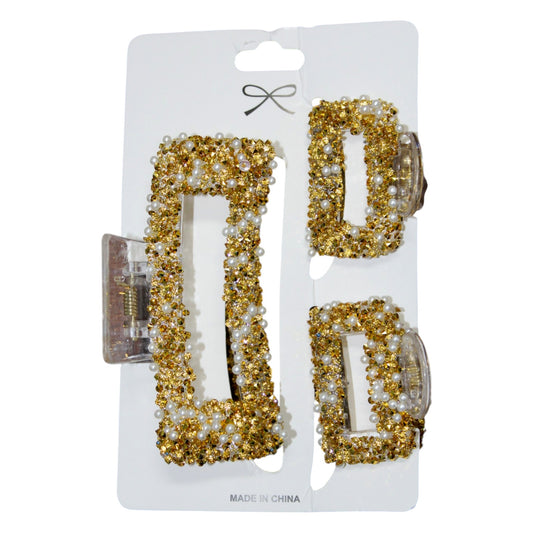 Sparkly Hair Clip Set - Gold (1 Dzn)