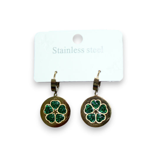 Green Floral Earring - Gold (1 Dzn)