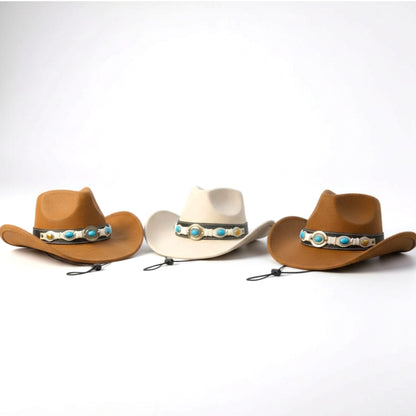 Cowboy Hat with Turquoise Concho Band-(1 DZN)