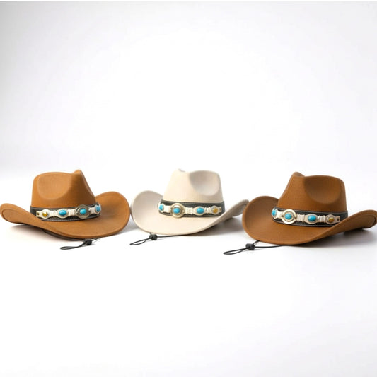 Cowboy Hat with Turquoise Concho Band-(1 DZN)
