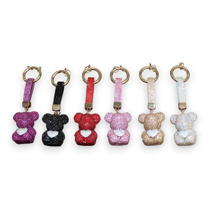 Sparkly Bear Heart Keychain Set